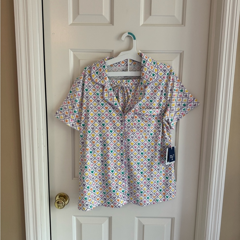 Roller Rabbit Pink Geometric Heart Short Sleeve Pajama Set